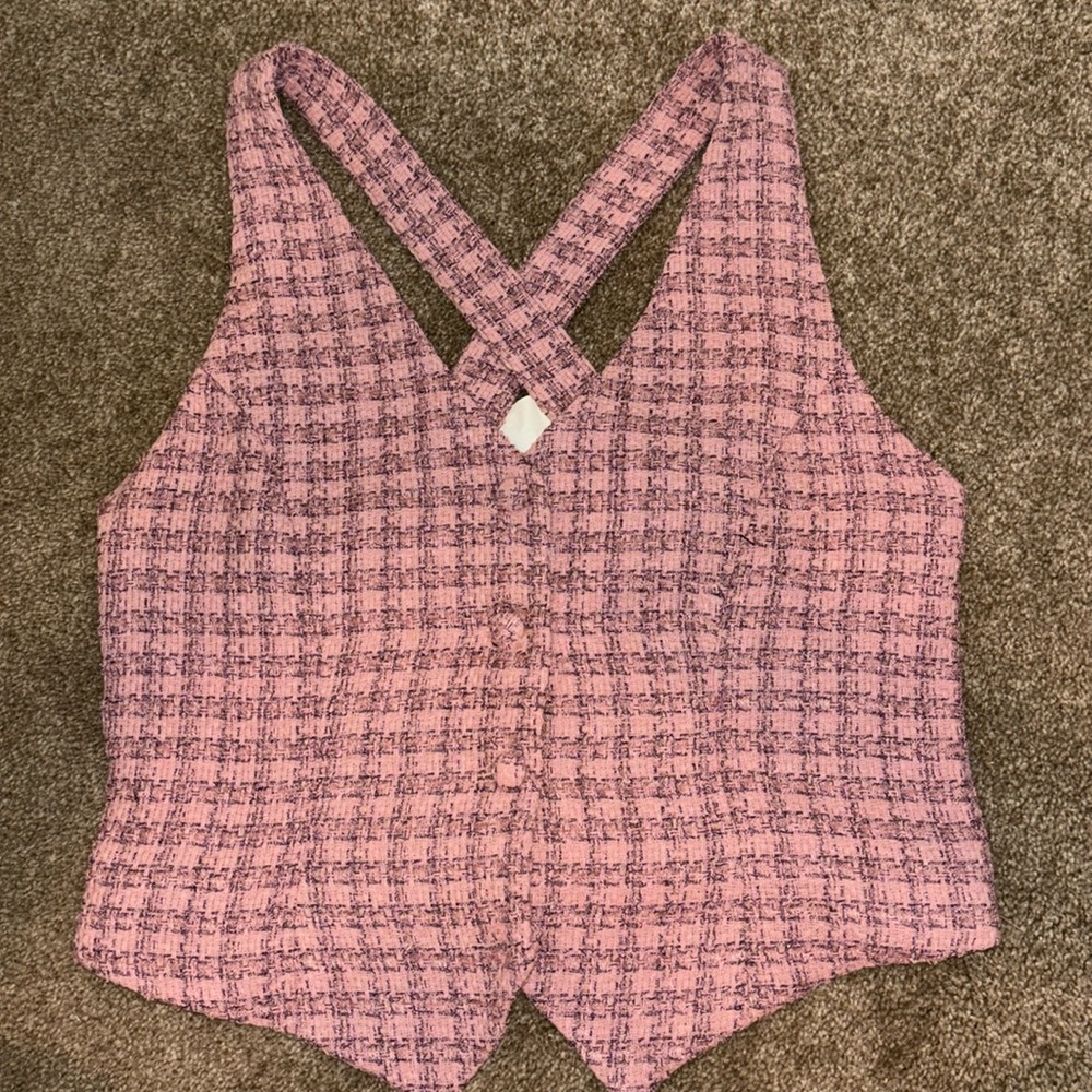 Pink Tweed Vest | Skies Are Blue NWT